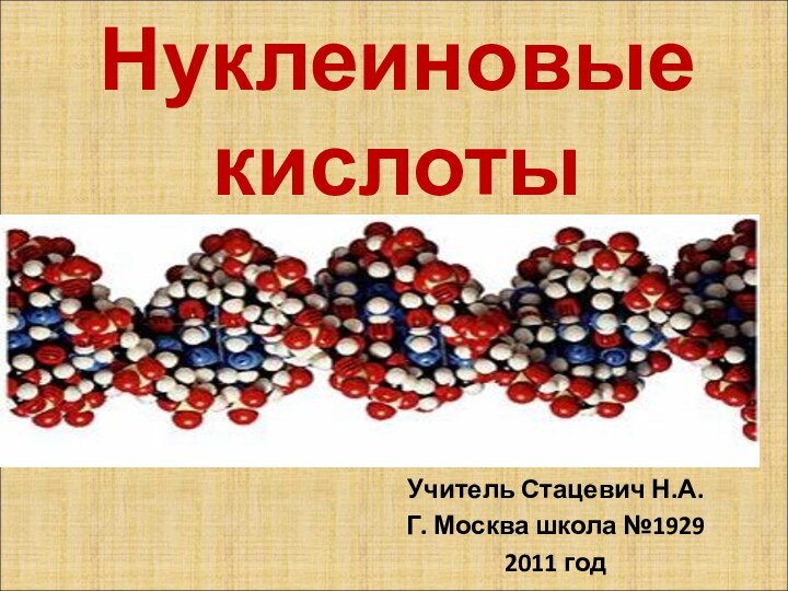 Нуклеиновые кислотыУчитель Стацевич Н.А.Г. Москва школа №19292011 год