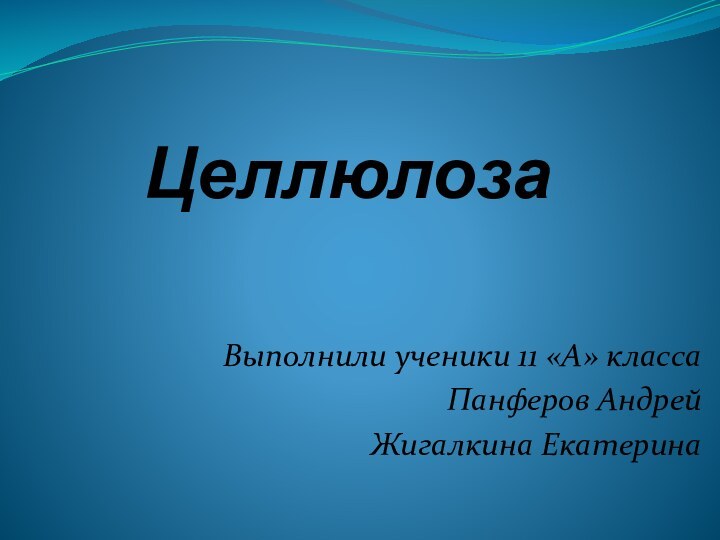 Выполнили ученики 11 «А» классаПанферов АндрейЖигалкина ЕкатеринаЦеллюлоза