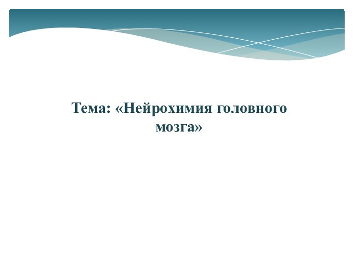 Тема: «Нейрохимия головного мозга»