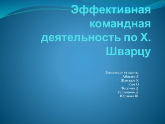 Эффективная командная деятельность по Х.Шварцу