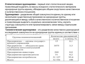 Статистические группировки