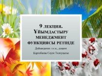 9 лекция. Ұйымдастыру менеджмент функциясы ретінде