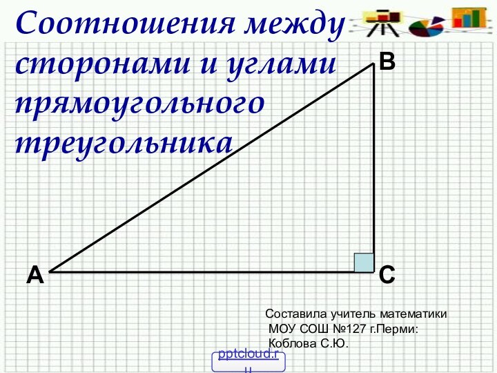 Соотношения между сторонами и углами прямоугольного треугольникаАВССоставила учитель математики МОУ СОШ №127 г.Перми: Коблова С.Ю.