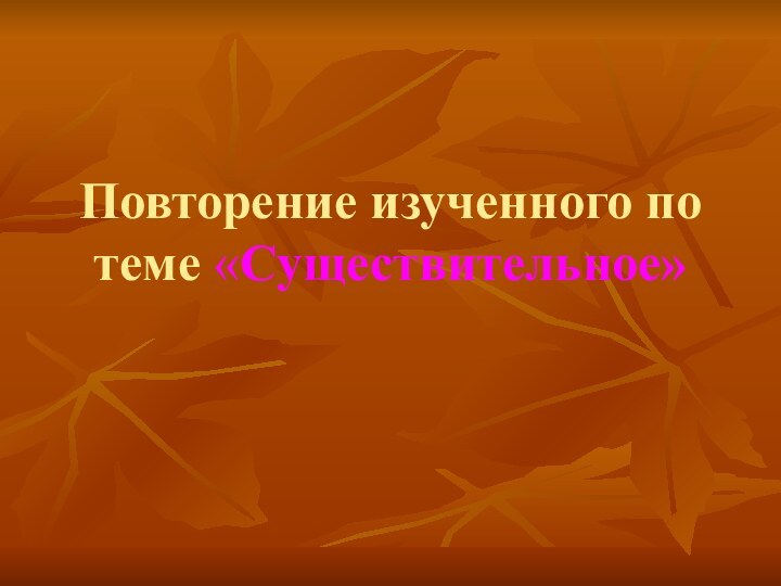 Повторение изученного по теме «Существительное»