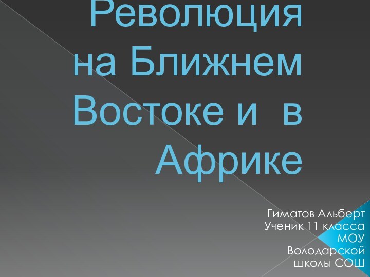 Революция на Ближнем Востоке и в АфрикеГиматов АльбертУченик 11 классаМОУ Володарской школы СОШ