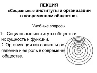 Социальные институты и организации в современном обществе