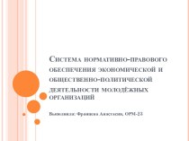 Система нормативно-правового обеспечения экономической и общественно-политической деятельности молодёжных организаций