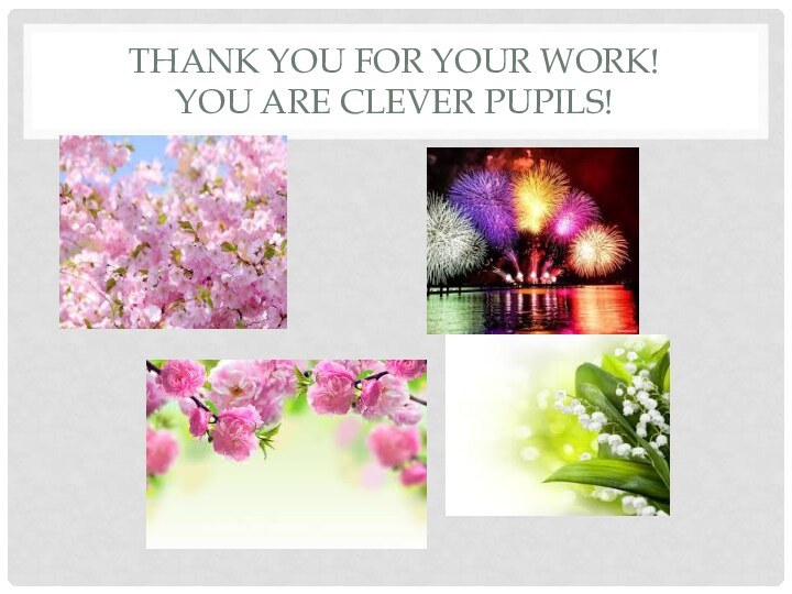 Thank you for your work! You are clever pupils!