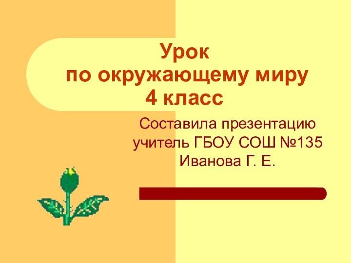 Урок  по окружающему миру  4 класс Составила презентацию учитель