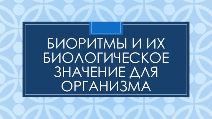 Биоритмы и их биологическое значение для организма