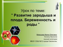 Развитие зародыша и плода. Беременность и роды