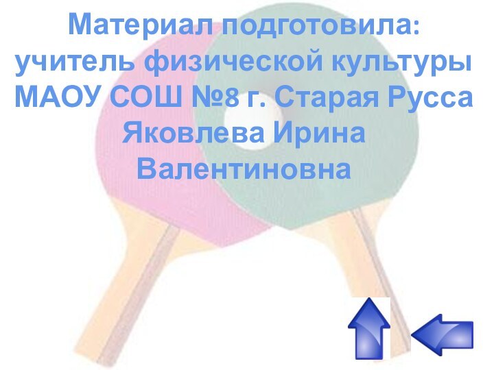 Материал подготовила:учитель физической культурыМАОУ СОШ №8 г. Старая РуссаЯковлева Ирина Валентиновна