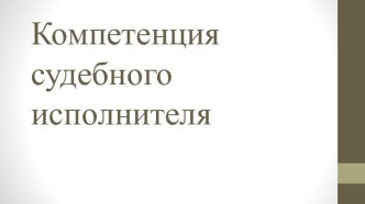 Компетенция судебного исполнителя