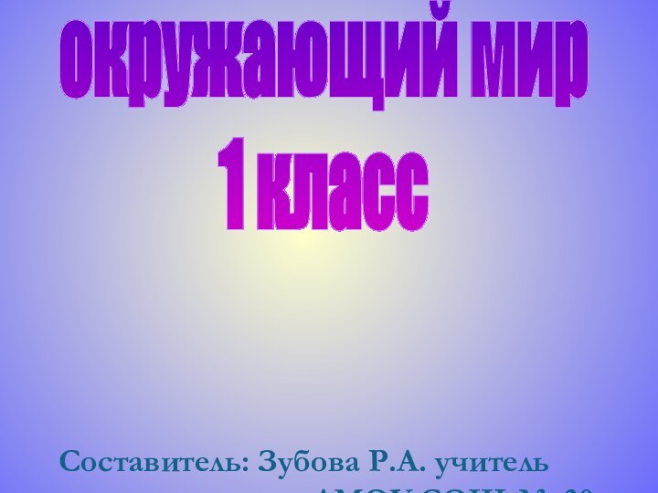 окружающий мир1 классСоставитель: Зубова Р.А. учитель  начальных классов АМОУ СОШ № 30окружающий мир1 класс