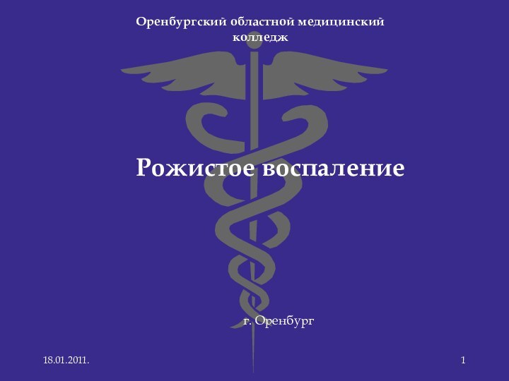 Оренбургский областной медицинский колледжРожистое воспаление18.01.2011.г. Оренбург