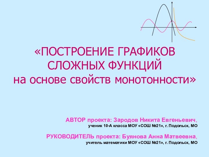 АВТОР проекта: Зародов Никита Евгеньевич,  ученик 10-А класса МОУ «СОШ №21»,