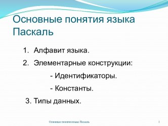 Основные понятия языка Паскаль