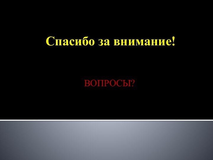 Спасибо за внимание!ВОПРОСЫ?