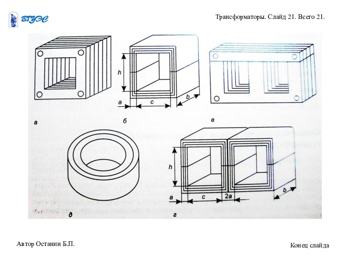 Автор Останин Б.П.Трансформаторы. Слайд 21. Всего 21.Конец слайда