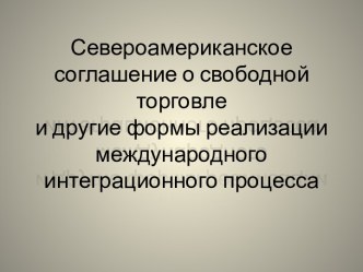 Североамериканское соглашение о свободной торговле (НАФТА) и другие формы реализации международного интеграционного процесса