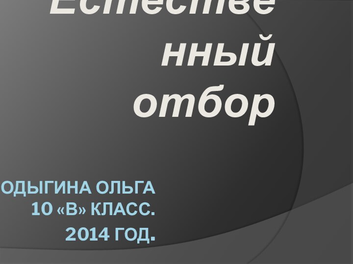 Лодыгина Ольга  10 «В» класс. 2014 год.Естественный отбор