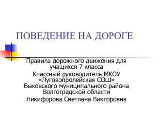 Правила поведения на дороге