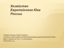 Хозяйство Европейского Юга России