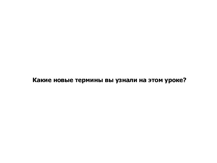 Какие новые термины вы узнали на этом уроке?