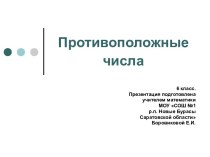 Противоположные числа. Решение задач на определение координат точки