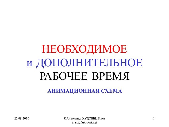 ©Александр ХУДОБЕЦ Киев alanx@ukrpost.netНЕОБХОДИМОЕи ДОПОЛНИТЕЛЬНОЕРАБОЧЕЕ ВРЕМЯАНИМАЦИОННАЯ СХЕМА