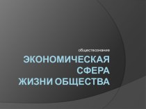 Экономическая сфера жизни общества