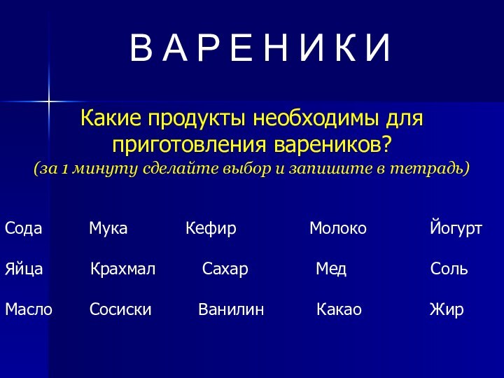 В А Р Е Н И К ИКакие продукты необходимы для приготовления