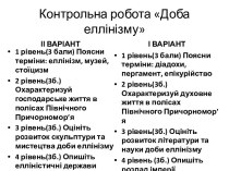 Контрольна робота Доба еллінізму