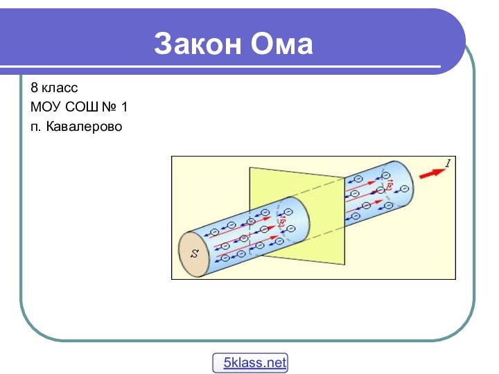 Закон Ома8 классМОУ СОШ № 1п. Кавалерово