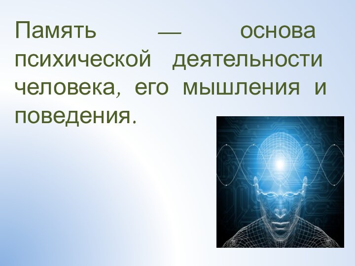 Память — основа психической деятельности человека, его мышления и поведения.