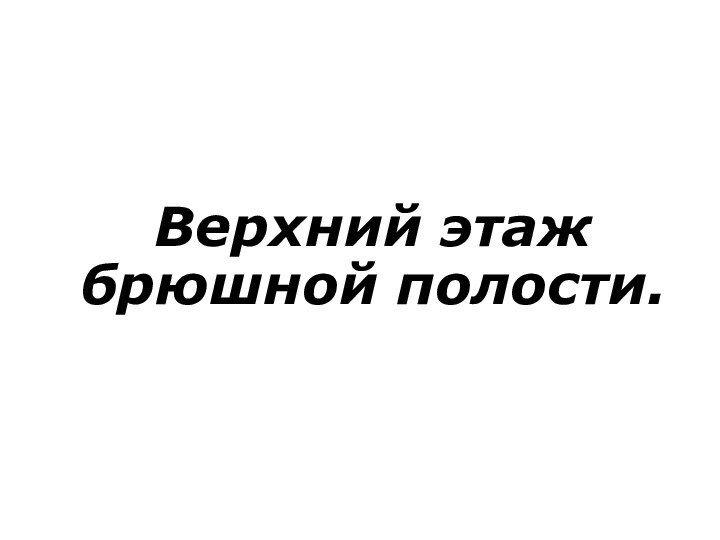 Верхний этаж брюшной полости.