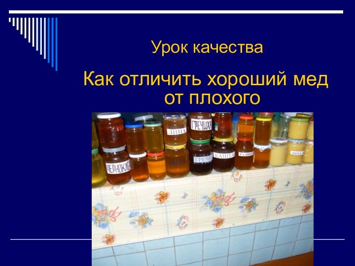 Урок качестваКак отличить хороший мед  от плохого