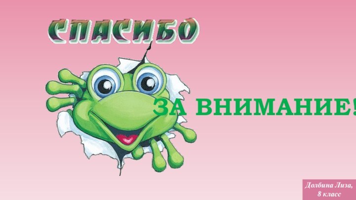 ЗА ВНИМАНИЕ!Долбина Лиза,8 класс