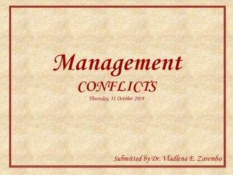 Management conflicts thursday, 31 october 2019