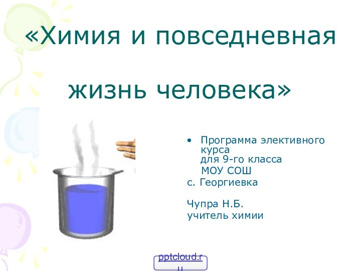 «Химия и повседневная   жизнь человека»Программа элективного курса для 9-го класса