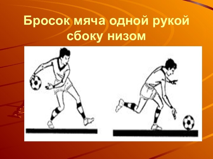 Бросок мяча одной рукой сбоку низом