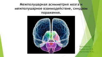 Межполушарная асимметрия мозга и межполушарное взаимодействие, синдром поражения.