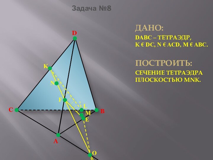 ADBECЗадача №8 Дано:DABC – тетраэдр,      k €