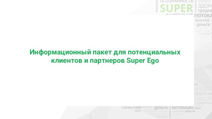 Информационный пакет для потенциальных клиентов и партнеров Super Ego