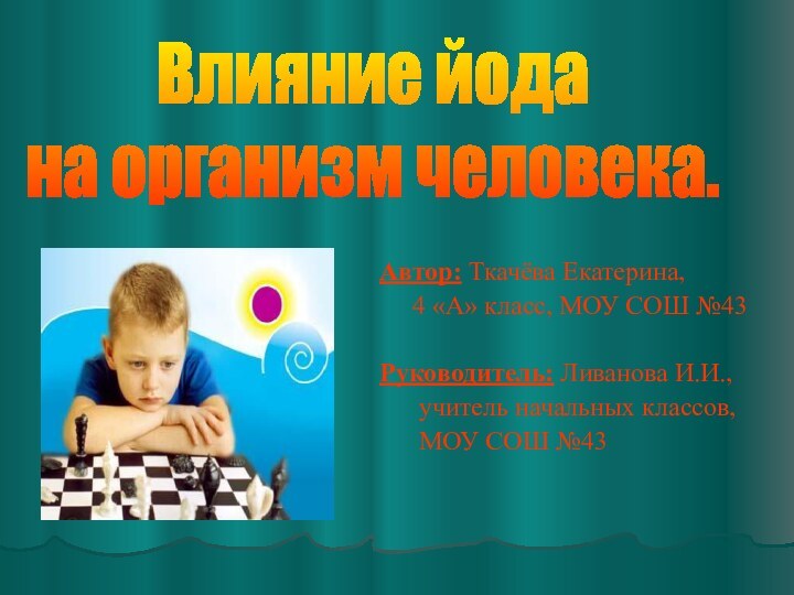 Автор: Ткачёва Екатерина,   4 «А» класс, МОУ СОШ №43Руководитель: Ливанова