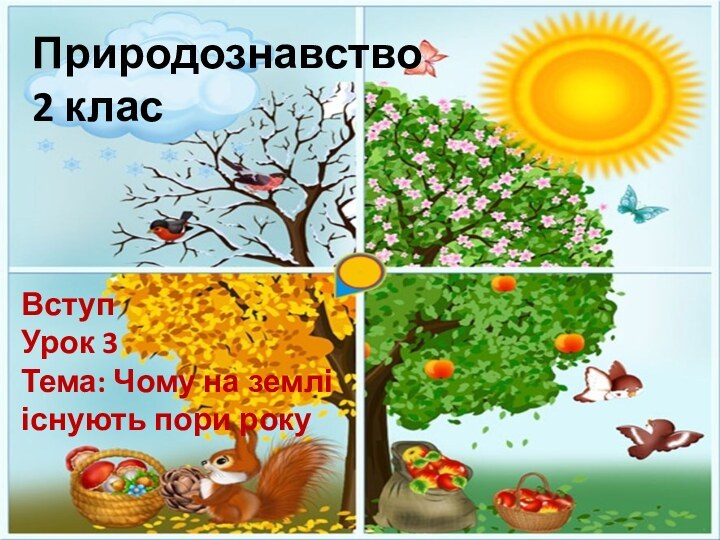 Природознавство  2 класВступУрок 3Тема: Чому на землі існують пори року