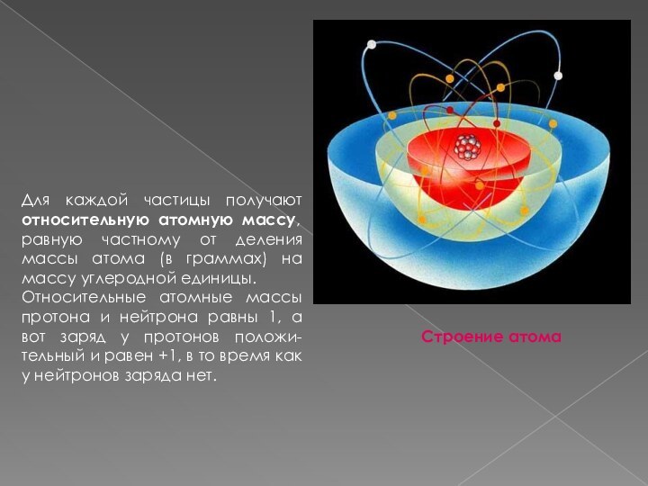 Для каждой частицы получают относительную атомную массу, равную частному от деления массы