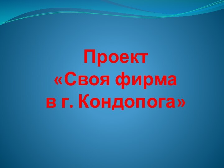 Проект  «Своя фирма          в г. Кондопога»