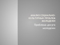 Анализ социально-культурных проблем молодежи