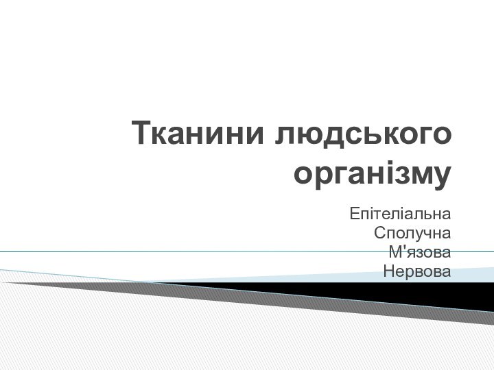 Тканини людського організмуЕпітеліальнаСполучнаМ'язоваНервова